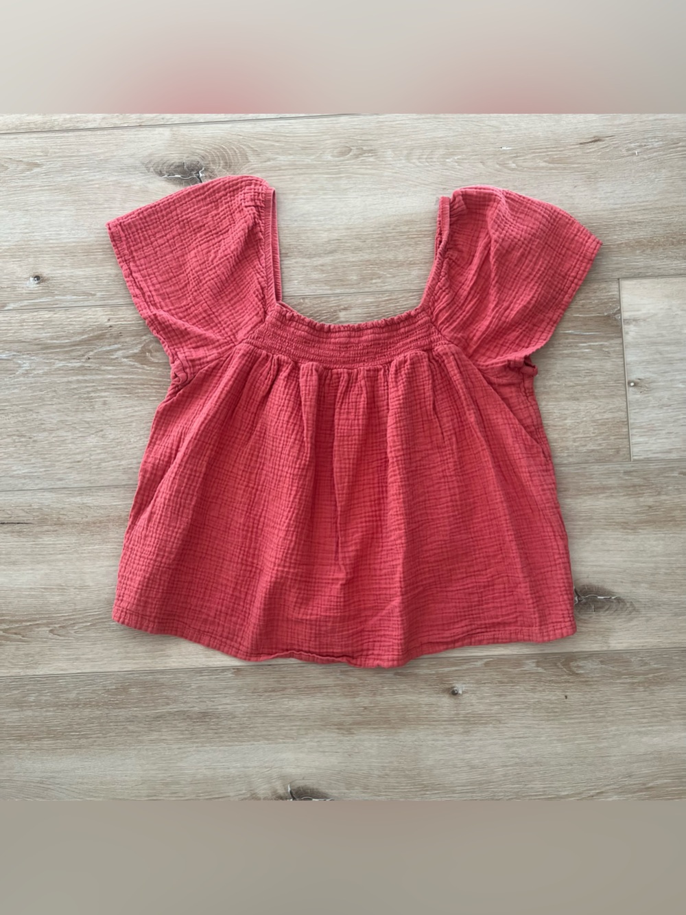 Joyspun Gauze Square-Neck Peasant Top